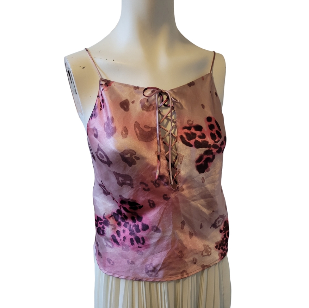 Silk & Satin large pink leopard print camisole